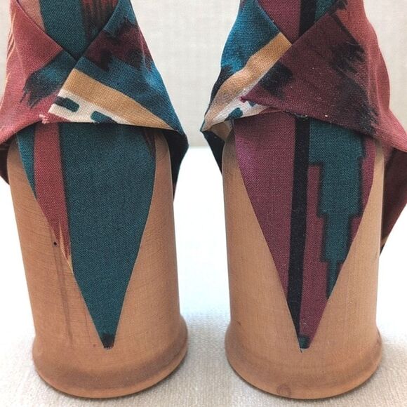 Handcrafted Solid Wood Native American Women Taper Candleholders Set of 2 - Picture 9 of 12